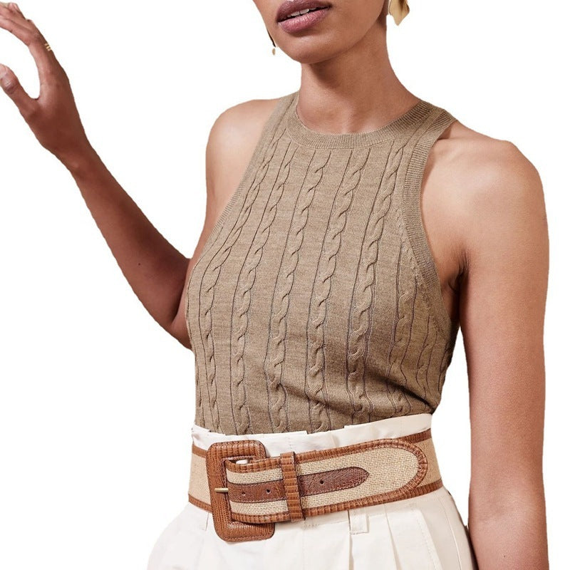 Women’s Rib Sleeveless Cable Knit Sweater Vests