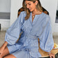 Gingham Button Front Belted Layered Dress