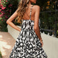 Printed Spaghetti Strap Ruffle Hem Dress