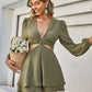 Cutout Tie-Back Plunge Layered Romper