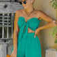 Smocked Frill Trim Tube Top and Shorts Set