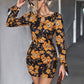 Floral Cutout Tie Cuff Mini Dress