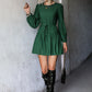 Frill Trim Tie Waist Puff Sleeve Mini Dress