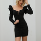 Ruffle Shoulder Lace-Up Ruched Bodycon Dress