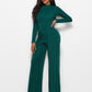 Long Sleeve Mock Neck Wide Leg Jumpsuit