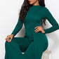 Long Sleeve Mock Neck Wide Leg Jumpsuit