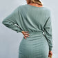 Ruched Dropped Shoulder Textured Knit Dress