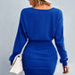 Ruched Dropped Shoulder Textured Knit Dress