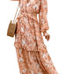 Floral Cutout Frill Trim Flounce Sleeve Dress