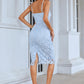 Back Slit Adjustable Strap Sheath Dress