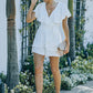 Tie-Waist Surplice Layered Romper