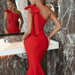 Bow Detail One-Shoulder Fishtail Dress