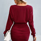 Ruched Dropped Shoulder Textured Knit Dress