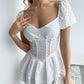 Eyelet Layered Seam Detail Mini Dress