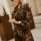 Leopard Buttoned Balloon Sleeve Dress