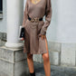 Rib-Knit V-Neck Sweater Dress