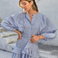 Gingham Button Front Belted Layered Dress