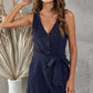 V Neck Bow Tie Romper