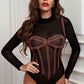 Contrast Stitching Sheer Bodysuit
