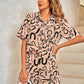 Printed Short Sleeve Shirt and Shorts Set