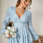 Applique Long Sleeve Surplice Layered Romper