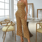 Printed Spaghetti Strap Cropped Jumpsuit