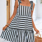 Striped Tie Shoulder Straight Neck Mini Dress