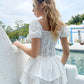 Eyelet Layered Seam Detail Mini Dress