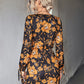 Floral Cutout Tie Cuff Mini Dress