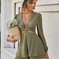 Cutout Tie-Back Plunge Layered Romper