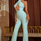 Cutout Halter Neck Zip-Back Jumpsuit