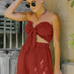 Smocked Frill Trim Tube Top and Shorts Set
