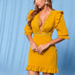 Lace Trim Ruffle Shoulder Flounce Sleeve Mini Dress