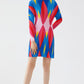 Geometrical Print Accordion Pleated Mock Neck Dress