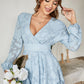 Applique Long Sleeve Surplice Layered Romper
