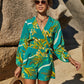 Botanical Print Long Sleeve Romper