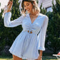 Swiss Dot Cutout Drawstring Detail Ruffle Hem Romper