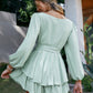 Tie-Waist Balloon Sleeve Layered Romper