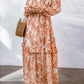 Floral Cutout Frill Trim Flounce Sleeve Dress