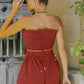 Smocked Frill Trim Tube Top and Shorts Set