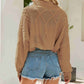 Cable-Knit Turtleneck Cropped Knit Pullover