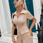 Zip Up Collared Romper with Pockets