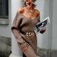 Rib-Knit V-Neck Sweater Dress