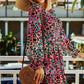 Leopard Flounce Sleeve Plunge Mini Dress