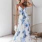 Floral Lace-Up Split Halter Neck Maxi Dress
