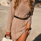 Cable-Knit Round Neck Mini Sweater Dress
