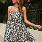 Printed Spaghetti Strap Ruffle Hem Dress
