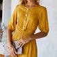 High Neck Button Smocked Waist Romper