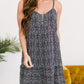 Printed Spaghetti Strap Ruffle Hem Dress