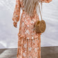 Floral Cutout Frill Trim Flounce Sleeve Dress